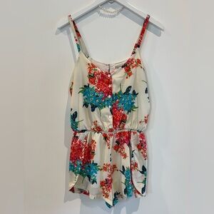 Floral Button Front Romper | Spring Summer Sleeveless